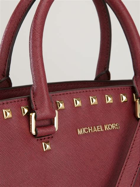 michael kors selma stud red tote bag|Michael Kors large selma bag.